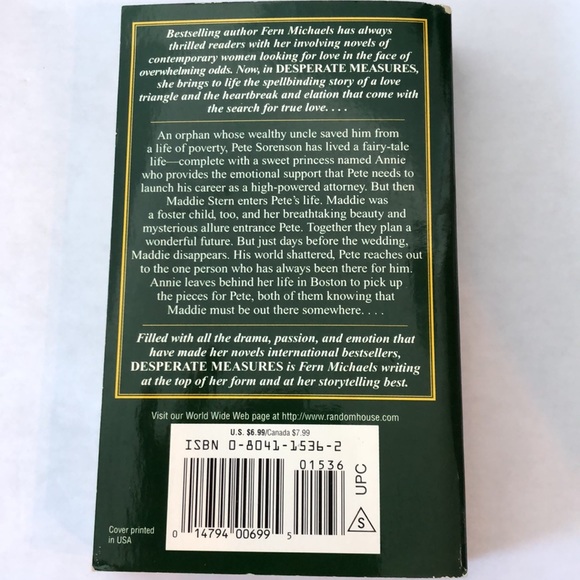 ⭐️5 for $15⭐️ Desperate Measures by Fern Michaels | Book - Picture 2 of 2